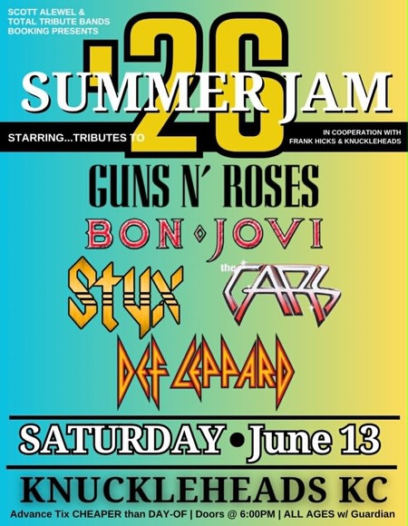Summer Jam '26 featuring Just What I Needed, Styx Illusion, Bob Jovi, Hysteria and Paradise City